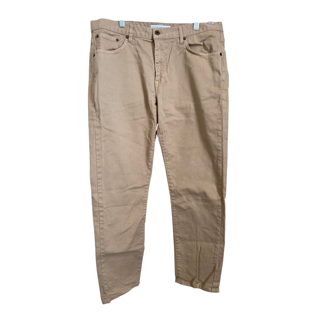 PETER MANNING NEW YORK TRAVEL JEANS Tan Khaki Chino‎ Pants Mens 34W 28L